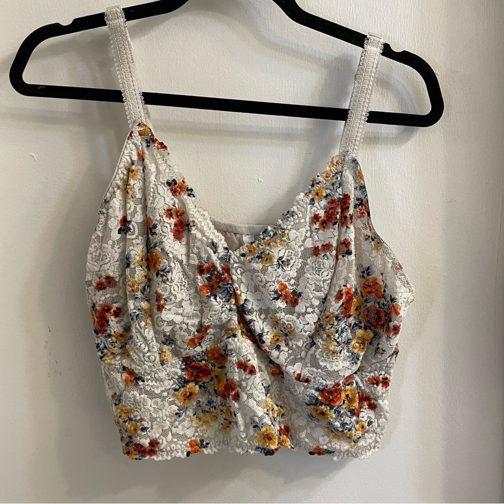 Torrid White Cream Floral Bralette 3X